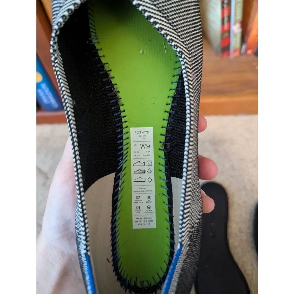 Rothy's The Flat Gray Mist Captoe Ballet Classic Shoes Gray | Black Size 9 - Picture 5 of 5
